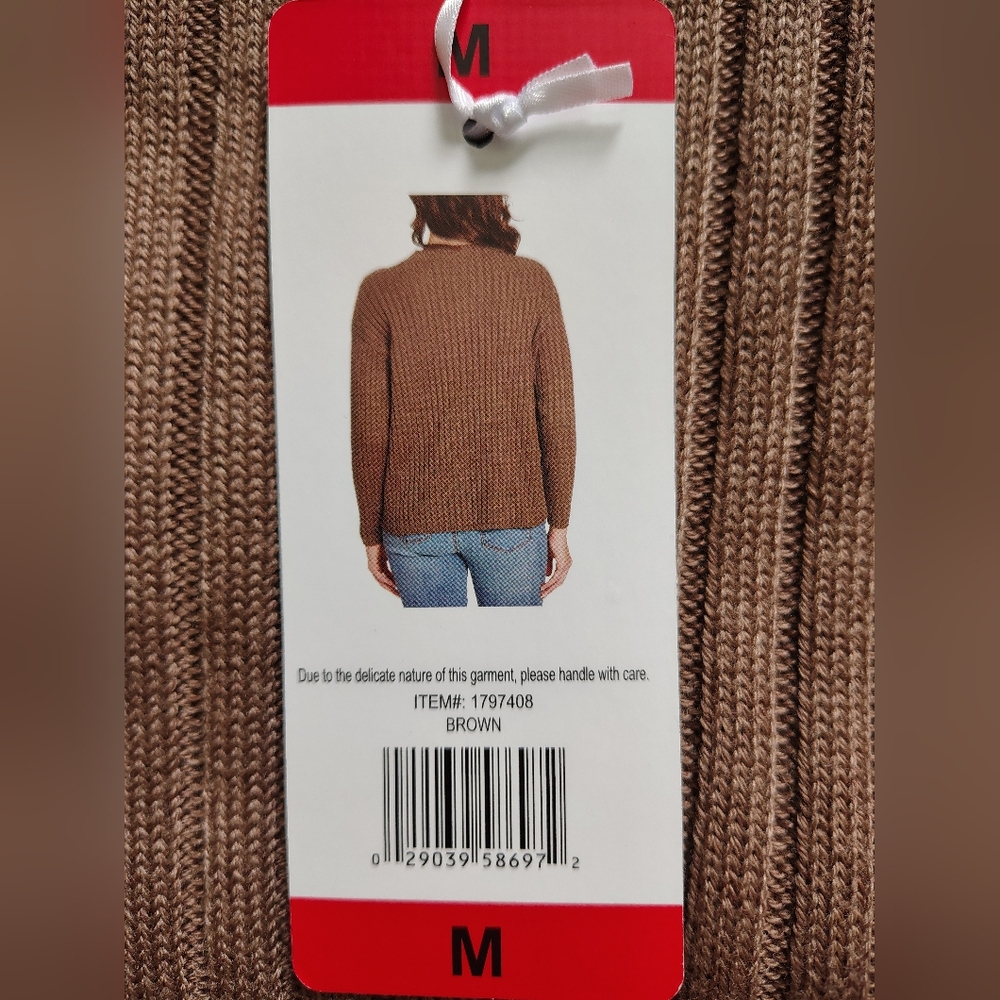 *NWT* Jessica Simpson Women's Medium Brown Ribbed Sweater - Picture 5 of 12